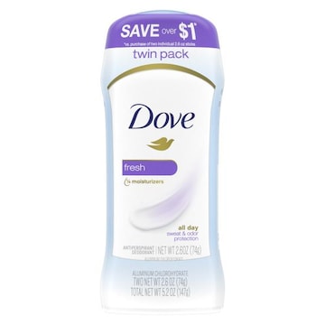 Dove Anti-Perspirant Deodorant, Invisible Solid, Fresh, Twin Pack