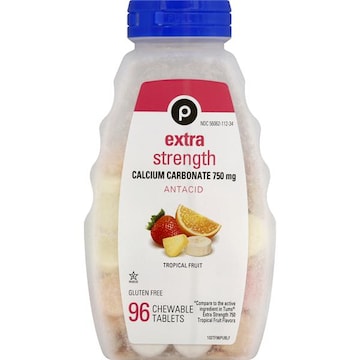 Publix Antacid, Extra Strength, 750 mg, Tropical Fruit, Chewable Tablets