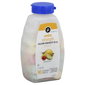Publix Calcium Carbonate, Extra Strength, 750 mg, Chewable Tablets, Assorted Fruit
