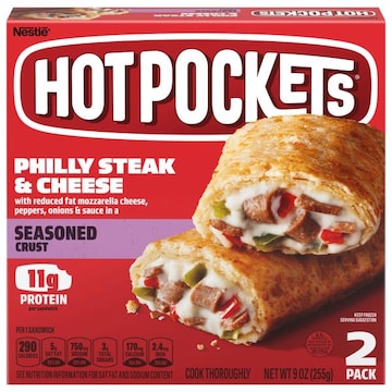 Hot Pockets Sandwiches, Seasoned Crust, Philly Steak & Cheese, 2 Pack