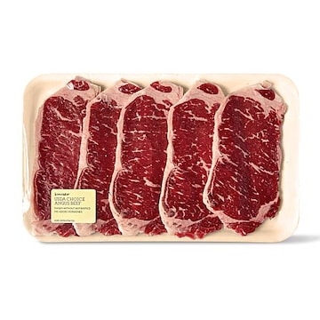 GreenWise Angus Strip Steak Bnls Thin Sliced, USDA Choice Raised Without Antibiotics