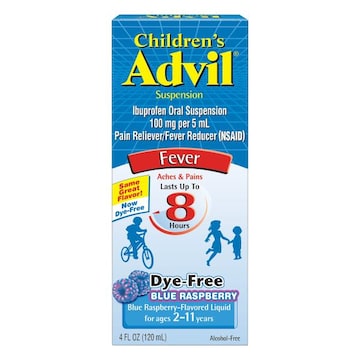 Advil Children's Advil Children's Pain Reliever and Fever Reducer, Dye-Free Liquid Children's Ibuprofen for Pain Relief, Dye-Free Blue Raspberry - 4 Fl Oz