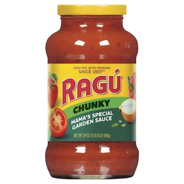 Ragu Chunky Mama's Special Garden Pasta Sauce Diced Tomatoes, Onions, Red Bell Peppers, Garlic, and Cheeses, 24 OZ