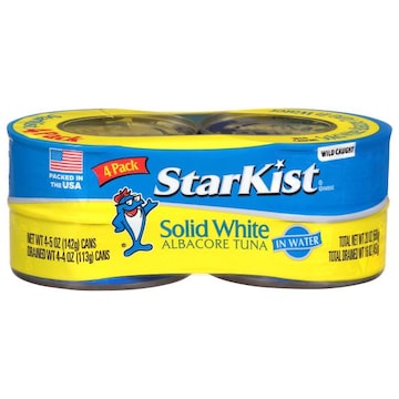 Starkist Tuna in Water, Albacore, Solid White, 4 Pack