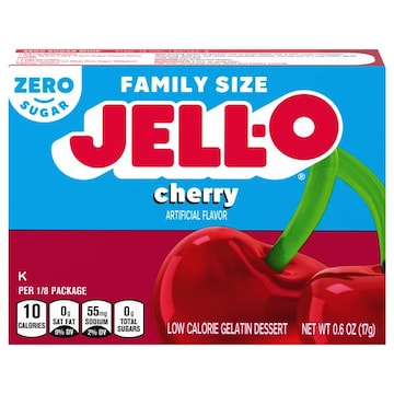 Jell-O Gelatin Dessert, Low Calorie, Zero Sugar, Cherry, Family Size