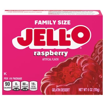 Jell-O Gelatin Dessert, Raspberry, Family Size
