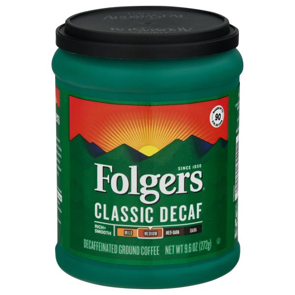 Folgers Coffee, Ground, Medium, Classic Decaf, Decaffeinated 