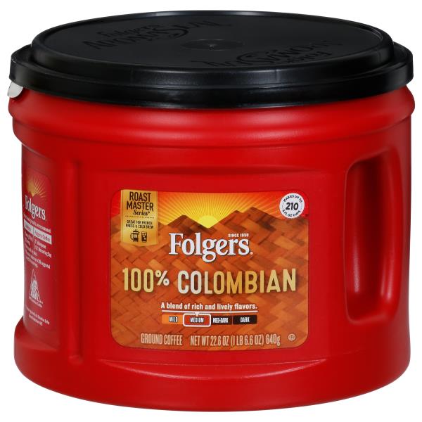 Folgers Coffee, Ground, Medium, 100 Colombian Publix Super Markets
