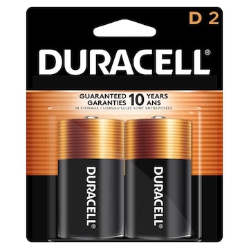 Duracell Coppertop D Alkaline Batteries, 2/Pack
