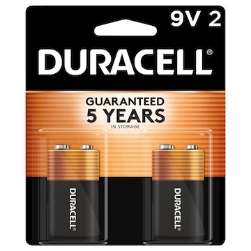 Duracell Coppertop 9V Alkaline Batteries, 2/Pack