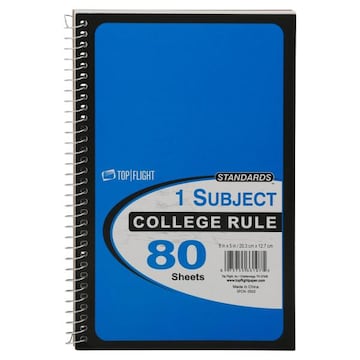 Top Flight Standards Notebook, 1 Subject, College Rule, 80 Sheets