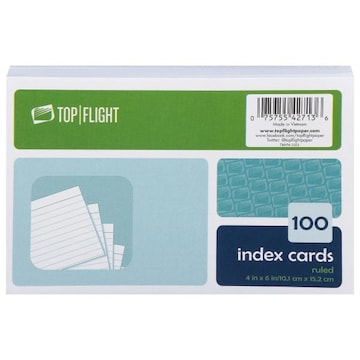 Top Flight Index Cards, Ruled