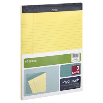 Top Flight Legal Pads, Canary, 3 Pack