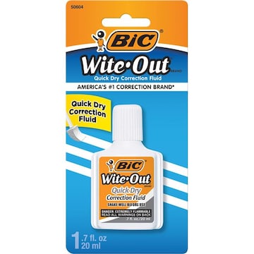 BiC Wite Out Correction Fluid, White, Quick Dry