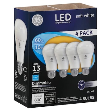 Ge Light Bulbs, LED, Soft White, 10 Watts, 4 Pack