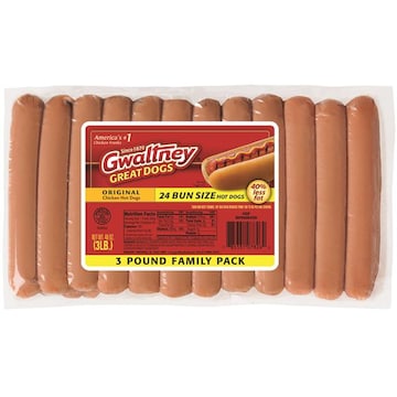 Gwaltney Chicken Hot Dogs, Original, Bun Size