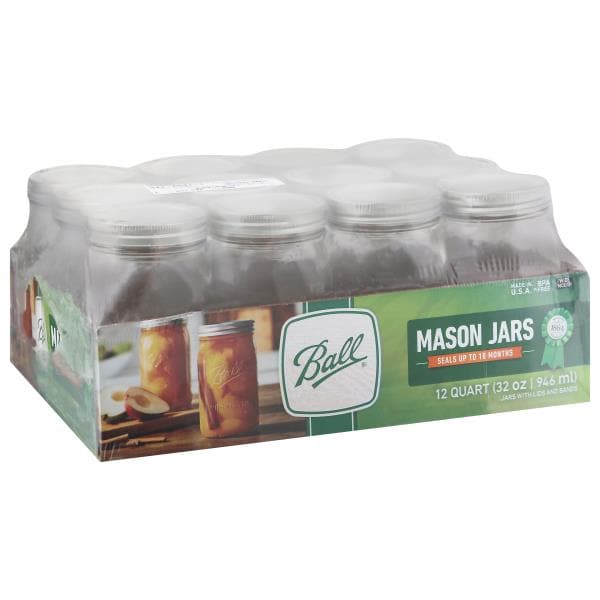 Ball Collection Elite Quart Wide Mouth Amber Canning Jar, Bulk, 4