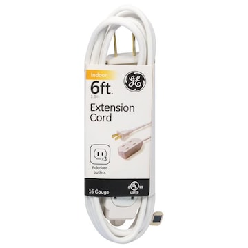 Ge Extension Cord, Indoor, White, 6 Feet