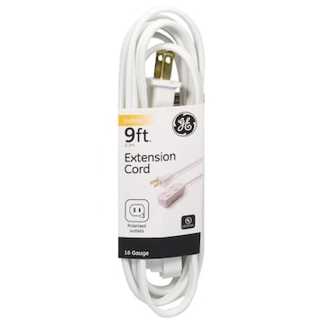 Ge Extension Cord, Indoor, White, 9 Feet
