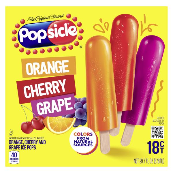 Popsicle Ice Pops Orange Cherry Grape Publix Super Markets