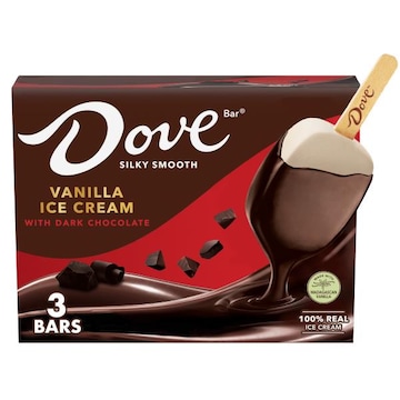 Dove Vanilla Ice Cream Bars Coated With Dark Chocolate, Individually Wrapped Dessert