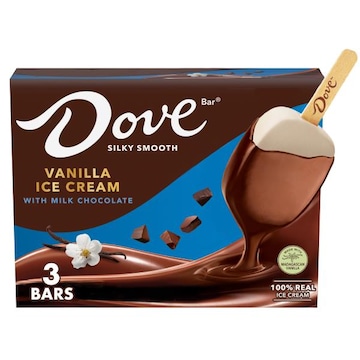 Dove Vanilla Ice Cream Bars Coated With Milk Chocolate, Individually Wrapped Dessert