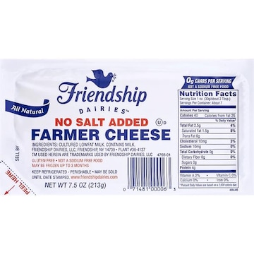 Friendship Dairies Cheese, Farmer, No Salt Added