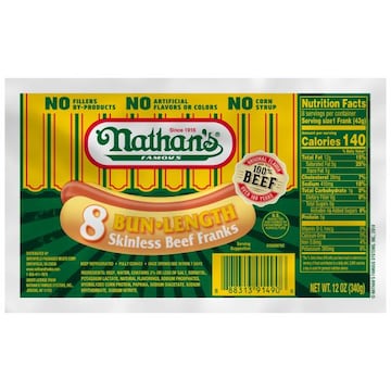 Nathan's Skinless All Beef Franks, Bun Length