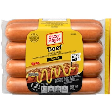 Oscar Mayer Jumbo Uncured Beef Franks Hot Dogs