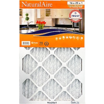 Natural Aire Air Cleaning Filter, Odor Eliminator with Baking Soda, 16 x 25 x 1