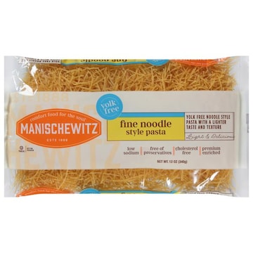 Manischewitz Noodle Style Pasta, Yolk Free, Fine