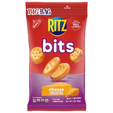 Ritz RITZ Bits Cheese Sandwich Crackers, Snacks for Kids and Adults, Lunch Snacks, 3 oz