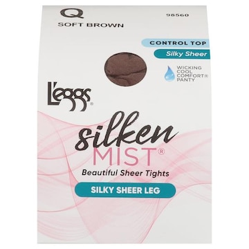 L'eggs Silken Mist Sheer Tights, Beautiful, Silky Sheer Leg, Soft Brown, Q