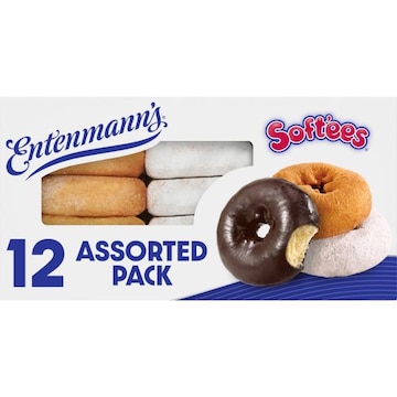 Entenmann's Soft'ees Plain, Powdered Sugar, Chocolate Frosted Assorted Donuts, 12 count, 20.5 oz