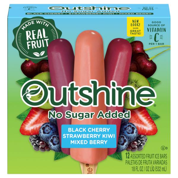 Outshine Fruit Ice Bars, No Sugar Added, Assorted, Black Cherry