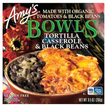 Amy's Bowls Frozen Bowls, Tortilla Casserole & Black Beans, Gluten free, 9.5 oz.