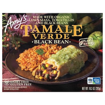 Amy's Frozen Black Bean Tamale Verde, Non-GMO, Gluten free, 10.3 oz.