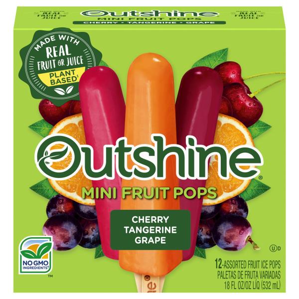 Outshine Fruit Bars, Assorted, Cherry/Tangerine/Grape Publix Super Markets