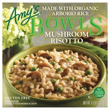 Amy's Bowls Frozen Bowls, Mushroom Risotto, Non-GMO, Gluten free, 9.5 oz.