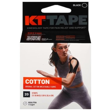 KT Tape Kinesiology Tape, Black, Cotton