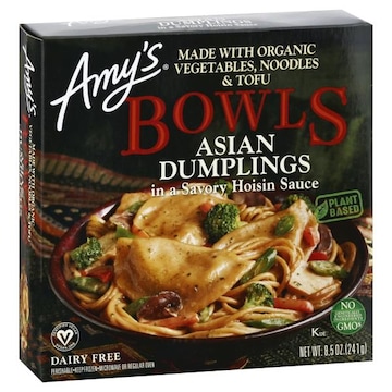Amy's Bowls Amy's Frozen Bowls, Asian Dumplings In a Savory Hoisin Sauce, Vegan, 8.5 oz.