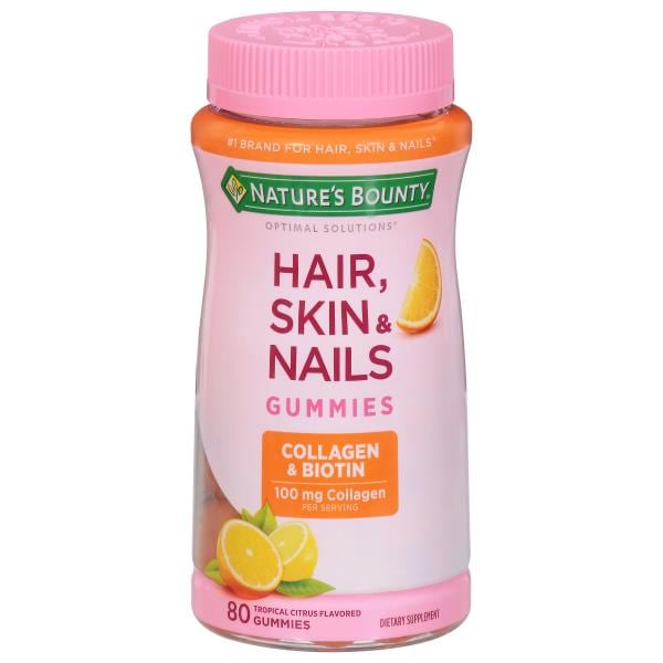 Nature's Bounty Optimal Solutions Hair, Skin & Nails, 100 mg, Gummies ...