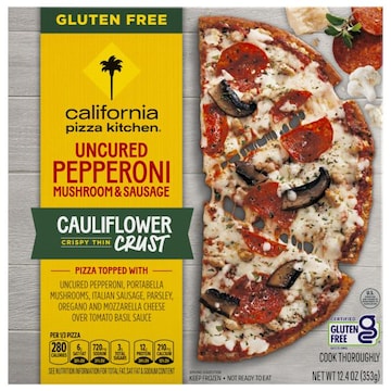 California Pizza Kitchen Gluten Free Cauliflower Crust Crispy Thin Uncured Pepperoni Mushroom & Sausage Pizza