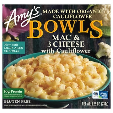 Amy's Bowls Frozen Bowls, Mac & 3 Cheese with Cauliflower, Gluten Free, 8.25 oz.