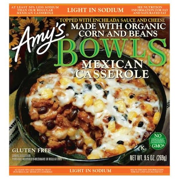 Amy's Bowls Frozen Bowls, Mexican Casserole, Light In Sodium, Gluten free, 9.5 oz.