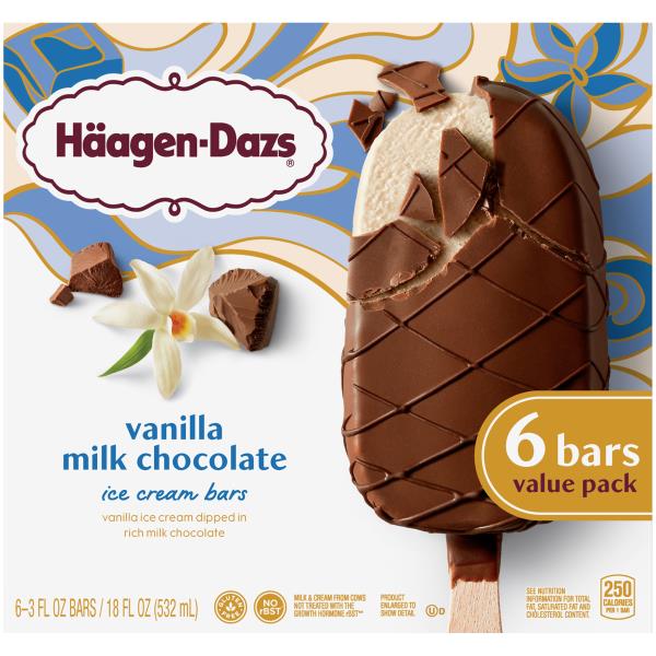 Haagen-dazs Vanilla Milk Chocolate Ice Cream Snack Bars 