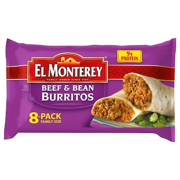 El Monterey Burritos, Beef & Bean, Family Size, 8 Pack