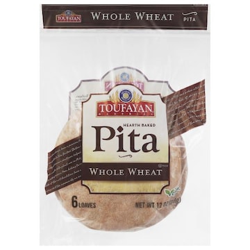 Toufayan Bakeries Pita, Whole Wheat, Hearth Baked