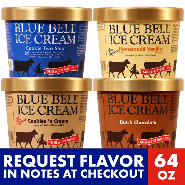 Blue Bell Gold Rim Ice Cream Half Gallon, Assorted Flavors 