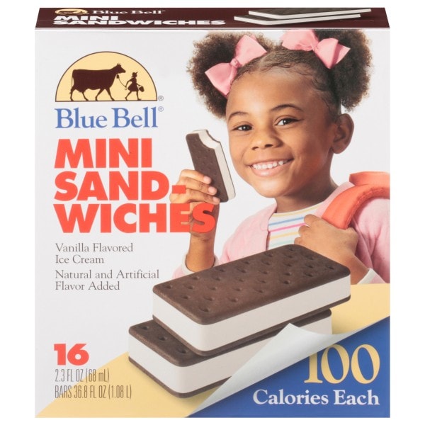 Blue Bell Mini Vanilla Ice Cream Sandwiches, 16 ct | Publix Super